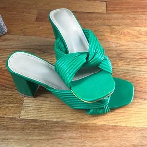 Green chunky heels